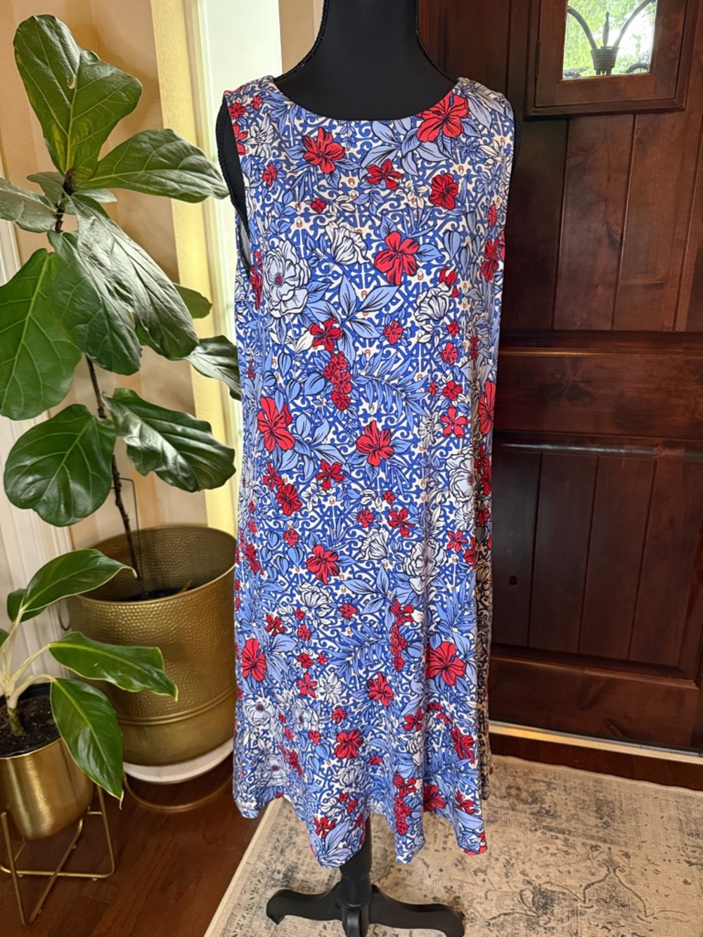Tommy Bahama Darcy Geo Garden Flounce Dress Size L